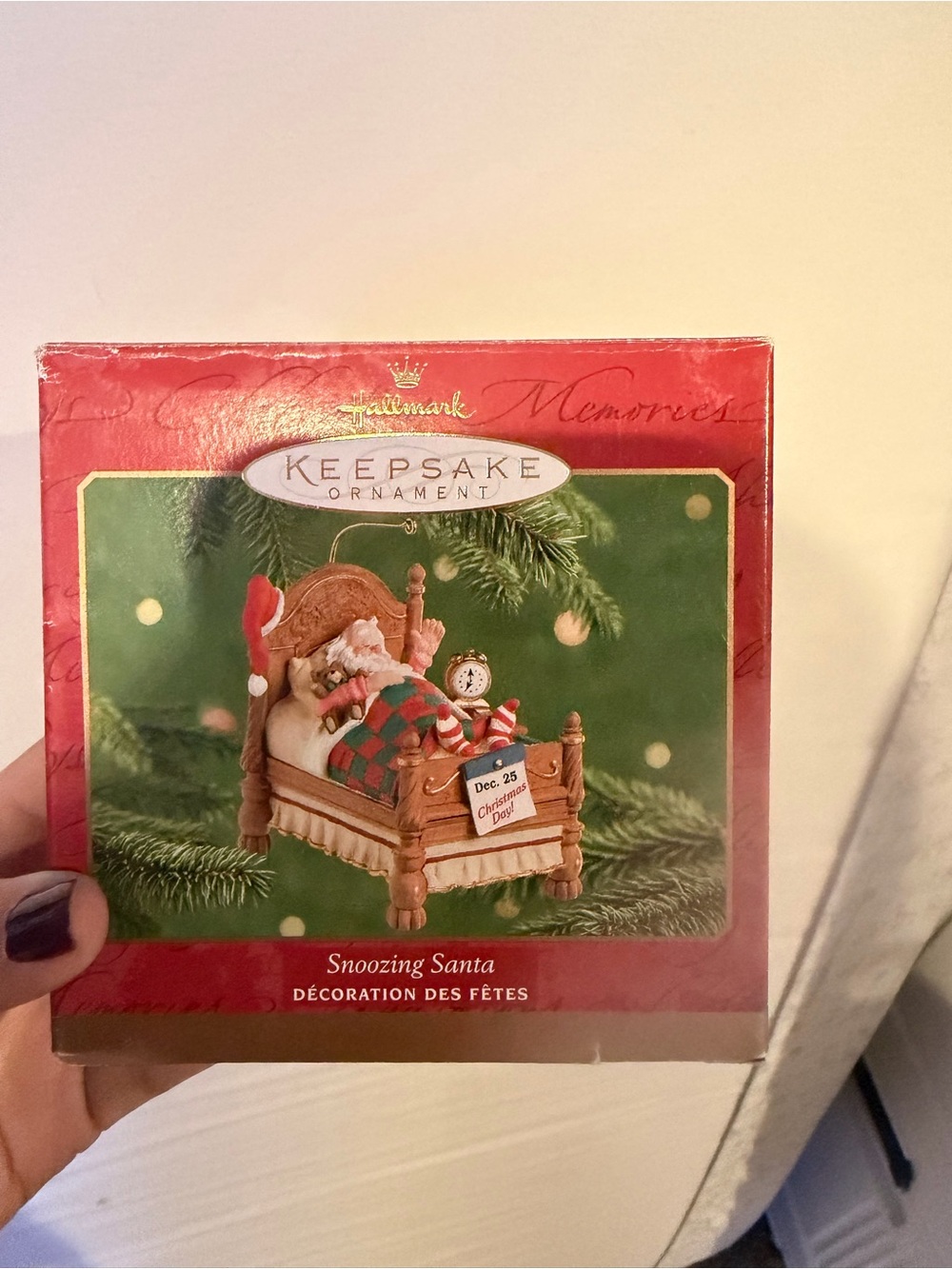 Hallmark Keepsake Ornament - Santa in Bed (Red, Green, Brown)